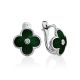 Floral Earrings With Green Enamel And Diamonds The Heritage, image 