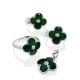 Floral Earrings With Green Enamel And Diamonds The Heritage, image , picture 3