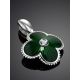 Green Enamel Floral Pendant With Diamond The Heritage, image , picture 2