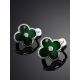 Floral Earrings With Green Enamel And Diamonds The Heritage, image , picture 2