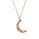 Designer Rose Gold Plated Silver Necklace With Crescent Pendant The Liquid, image 