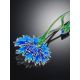 Wonderful Cornflower Enamel Brooch, image , picture 3