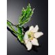 White Anemone Flower Enamel Brooch, image , picture 3