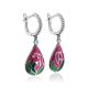 Pink Enamel Drop Earrings With Crystals The Romanov, image , picture 3