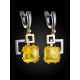 Geometric Amber Dangle Earrings The Picasso, image , picture 3