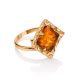 Geometric Gold-Plated Adjustable Ring With Lemon Amber The Hermitage, Ring Size: Adjustable, image , picture 4