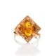 Geometric Gold-Plated Adjustable Ring With Lemon Amber The Hermitage, Ring Size: Adjustable, image , picture 5
