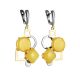 Extra Size Silver Dangles With Natural Amber The Picasso, image 