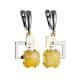 Geometric Silver Dangles With Natural Amber The Picasso, image 