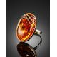 Gold Plated Amber Adjustable Ring The Meridian, Ring Size: Adjustable, image , picture 2