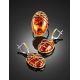 Gold Plated Amber Adjustable Ring The Meridian, Ring Size: Adjustable, image , picture 4