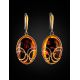 Gold Plated Amber Dangle Earrings The Meridian, image , picture 3
