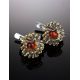 Silver Latch Back Earrings With Cognac Amber The Barbados, image , picture 2