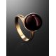 Gold-Plated Adjustable Ring With Cherry Amber The Paris, Ring Size: Adjustable, image , picture 2