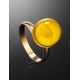 Gold-Plated Adjustable Ring With Natural Amber The Paris, Ring Size: Adjustable, image , picture 2