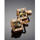 Geometric Green Amber Gold Plated Earrings The Ithaca, image , picture 2