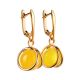 Charming Gold-Plated Earrings With Bright Yellow Amber The Flamenco, image , picture 3