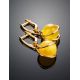 Charming Gold-Plated Earrings With Bright Yellow Amber The Flamenco, image , picture 2