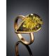 Gold Plated Amber Ring The Pulse, Ring Size: Adjustable, image , picture 2