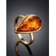 Gold Plated Cognac Amber Ring The Pulse, Ring Size: Adjustable, image , picture 2