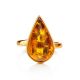Gold Plated Cognac Amber Ring The Pulse, Ring Size: Adjustable, image , picture 5