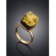 Gold-Plated Adjustable Ring With Green Amber The Sugar, Ring Size: Adjustable, image , picture 2