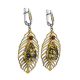 Bold Green Amber Silver Earrings The Peacock Feather, image , picture 3