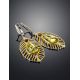 Bold Green Amber Silver Earrings The Peacock Feather, image , picture 2