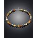 Ball Beaded Necklace With Multicolor Amber And Silver, image , picture 2
