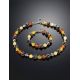 Ball Beaded Necklace With Multicolor Amber And Silver, image , picture 6