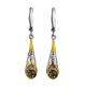 Filigree Gold Plated Dangles With Green Amber The Roxanne, image 