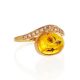 Amber Ring With Inclusions And Crystals In Gold The Clio, Ring Size: 8.5 / 18.5, image , picture 5