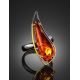 Handcrafted Gold-Plated Silver Ring With Cognac Amber The Palladio, Ring Size: Adjustable, image , picture 2