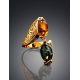 Multicolor Amber Ring In Gold-Plated Silver The Casablanca, Ring Size: 10 / 20, image , picture 2