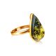 Green Amber Adjustable Ring In Gold Plated Silver The Pulse, Ring Size: Adjustable, image , picture 3