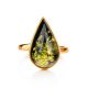 Green Amber Adjustable Ring In Gold Plated Silver The Pulse, Ring Size: Adjustable, image , picture 4