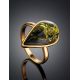 Green Amber Adjustable Ring In Gold Plated Silver The Pulse, Ring Size: Adjustable, image , picture 2