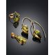 Green Amber Adjustable Ring In Gold Plated Silver The Pulse, Ring Size: Adjustable, image , picture 5