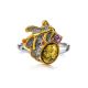 Gold Plated Ring With Green Amber And Crystals The Beatrice, Ring Size: 13 / 22, image , picture 5