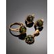 Gold-Plated Ring With Green Amber The Brunia, Ring Size: 13 / 22, image , picture 6