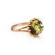 Gold-Plated Ring With Green Amber The Brunia, Ring Size: 13 / 22, image , picture 4