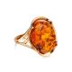Bold Gold-Plated Ring With Cognac Amber The Lyon, Ring Size: 11 / 20.5, image , picture 4
