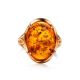Bold Gold-Plated Ring With Cognac Amber The Lyon, Ring Size: 13 / 22, image , picture 5
