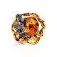 Adorable Gold-Plated Ring With Cognac Amber The Vasilisa​, Ring Size: 12 / 21.5, image , picture 5