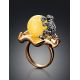 Adorable Gold-Plated Ring With Butterscotch Amber The Vasilisa​, Ring Size: 7 / 17.5, image , picture 2