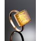 One Size Square Amber Ring In Gold The Ovation, Ring Size: Adjustable, image , picture 2