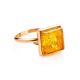 One Size Square Amber Ring In Gold The Ovation, Ring Size: 12 / 21.5, image , picture 3