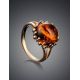 Cognac Amber Ring In Gold-Plated Silver The Brunia, Ring Size: 7 / 17.5, image , picture 2
