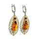 Bohemian Chic Amber Drop Earrings​ In Gold-Plated Silver The Peacock Feather, image , picture 3
