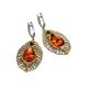 Bohemian Chic Amber Drop Earrings​ In Gold-Plated Silver The Peacock Feather, image , picture 5